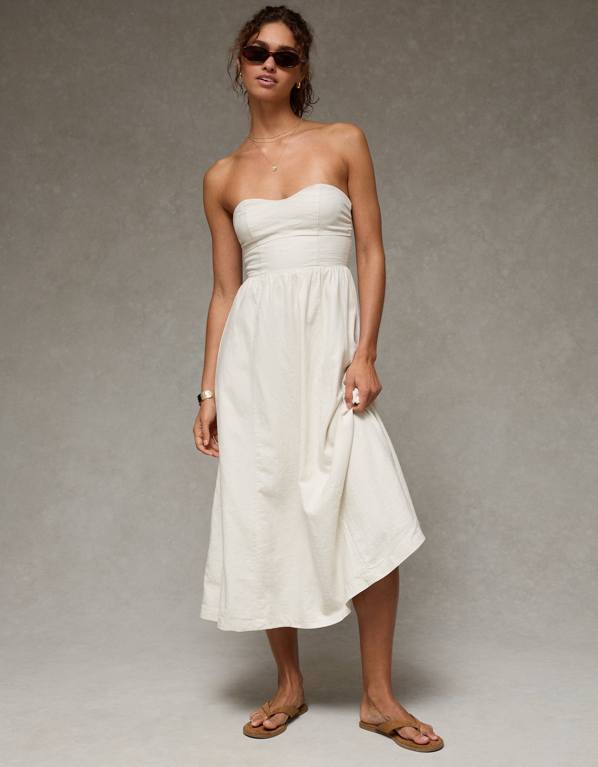 AE Strapless Corset Midi Dress